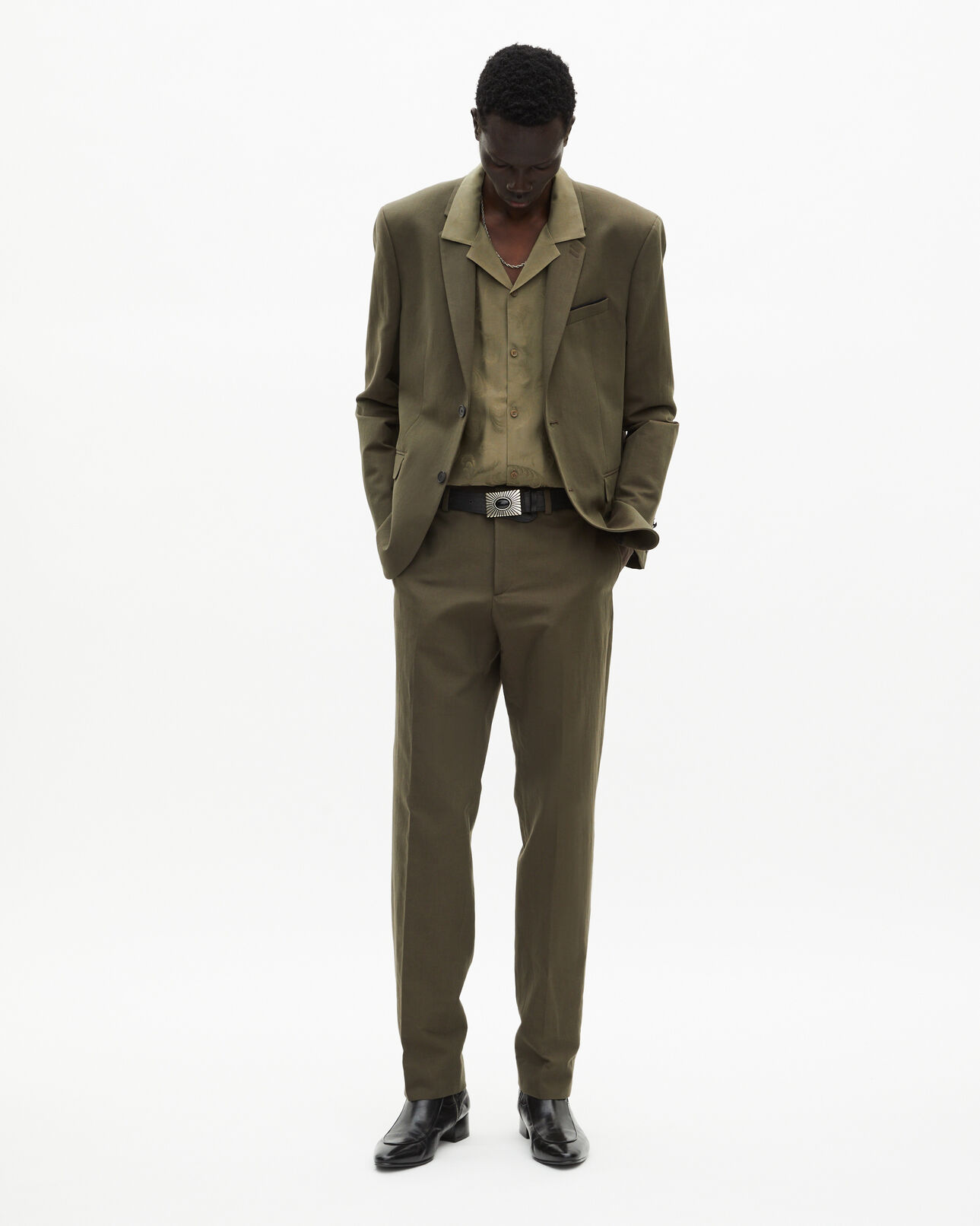 The Kooples MEN KAKI khaki cotton - linen suit jacket