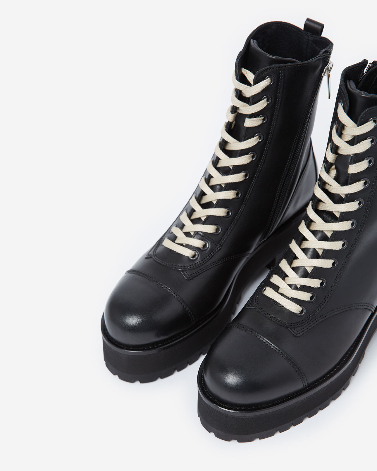 The Kooples FEMME BLACK bottines cuir noires à semelles crantées