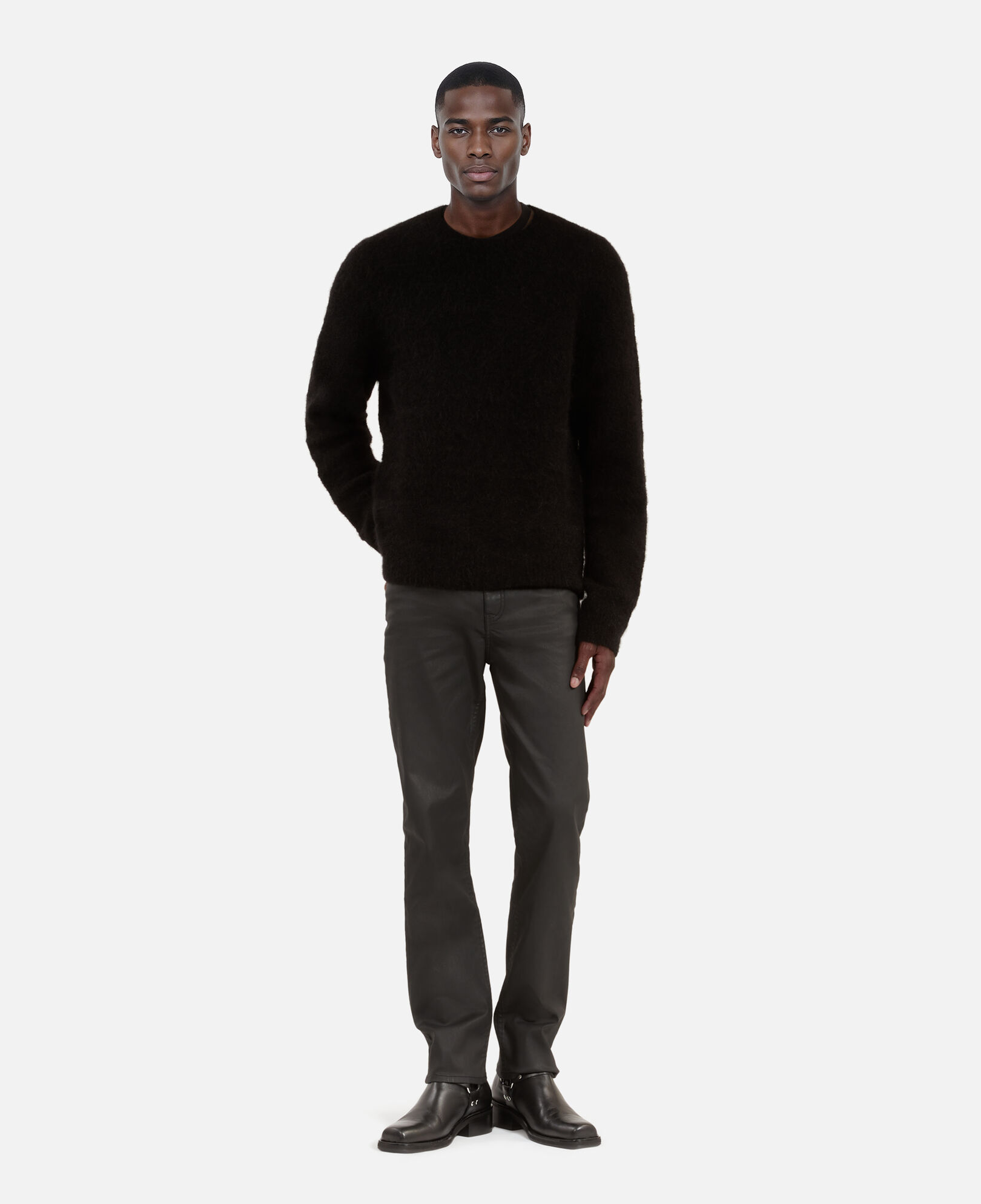 The Kooples MEN BLACK STONE black wool and mohair sweater