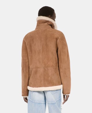 The Kooples FEMME BROWN-BEIGE peau lainée courte marron