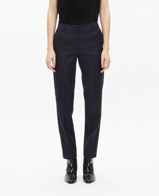 The Kooples FEMME NAVY pantalon tailleur en laine coupe ajustée bleu marine