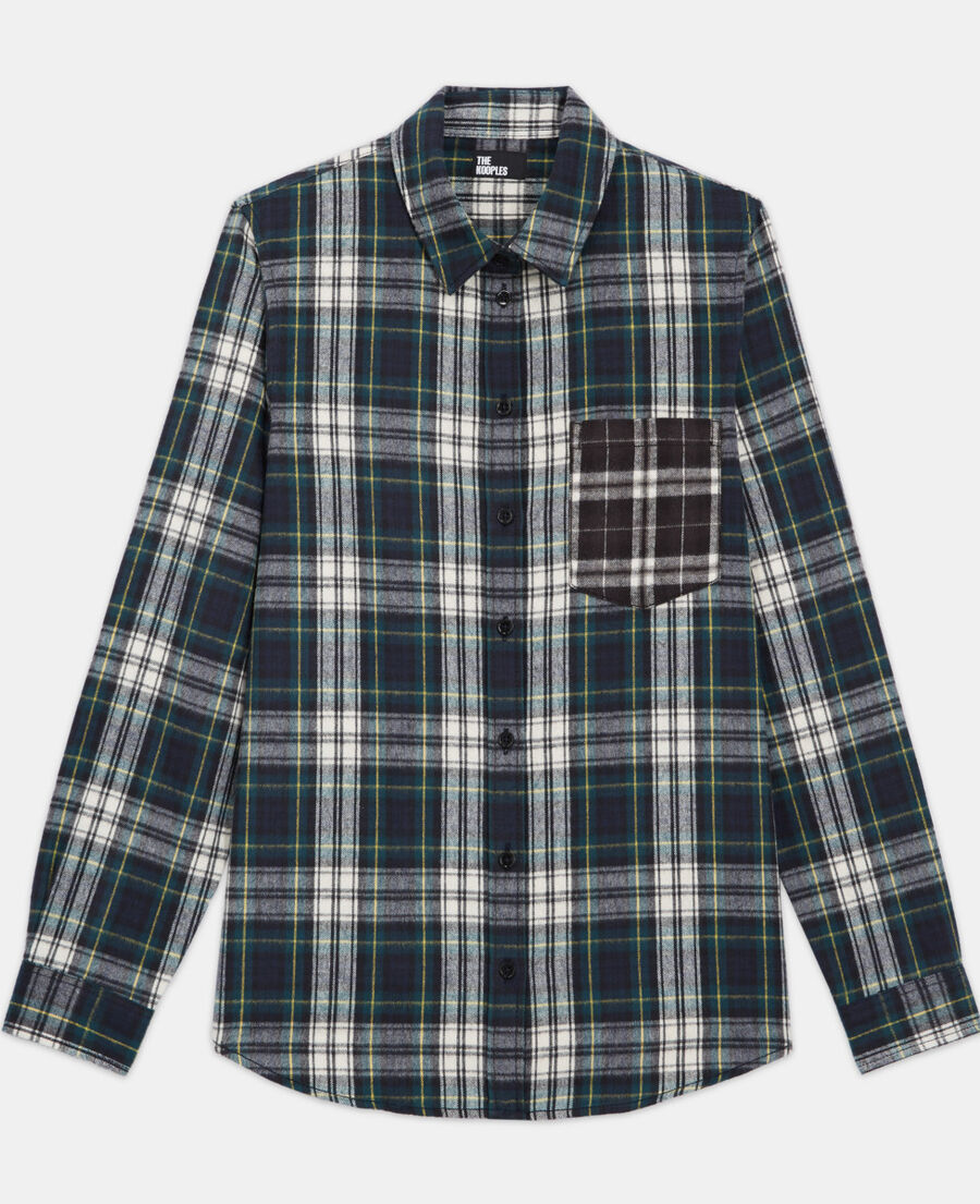 The Kooples HOMME BOTTLE GREEN chemise col classique à carreaux