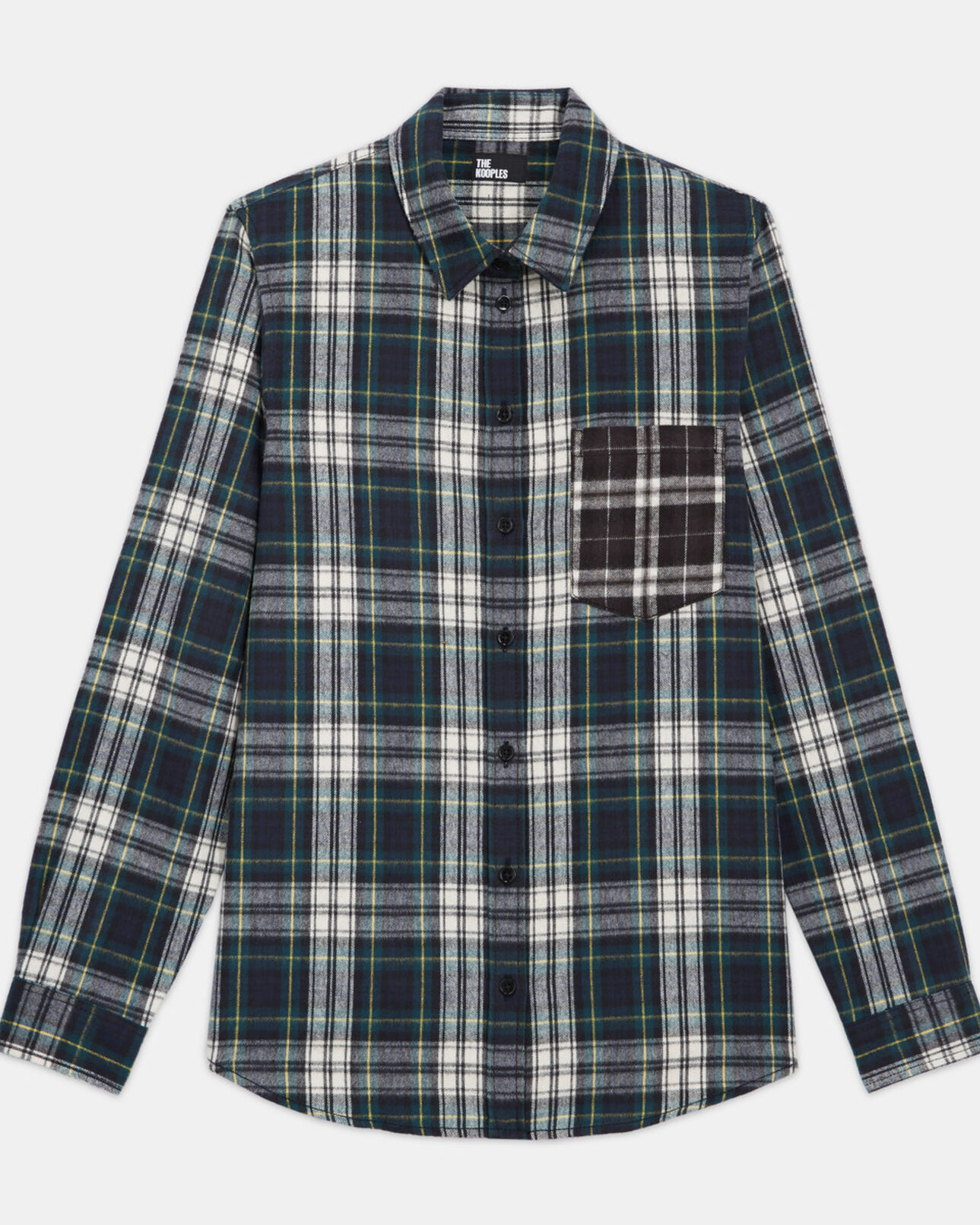 The Kooples HOMME BOTTLE GREEN chemise col classique à carreaux
