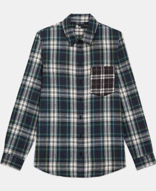 The Kooples HOMME BOTTLE GREEN chemise col classique à carreaux