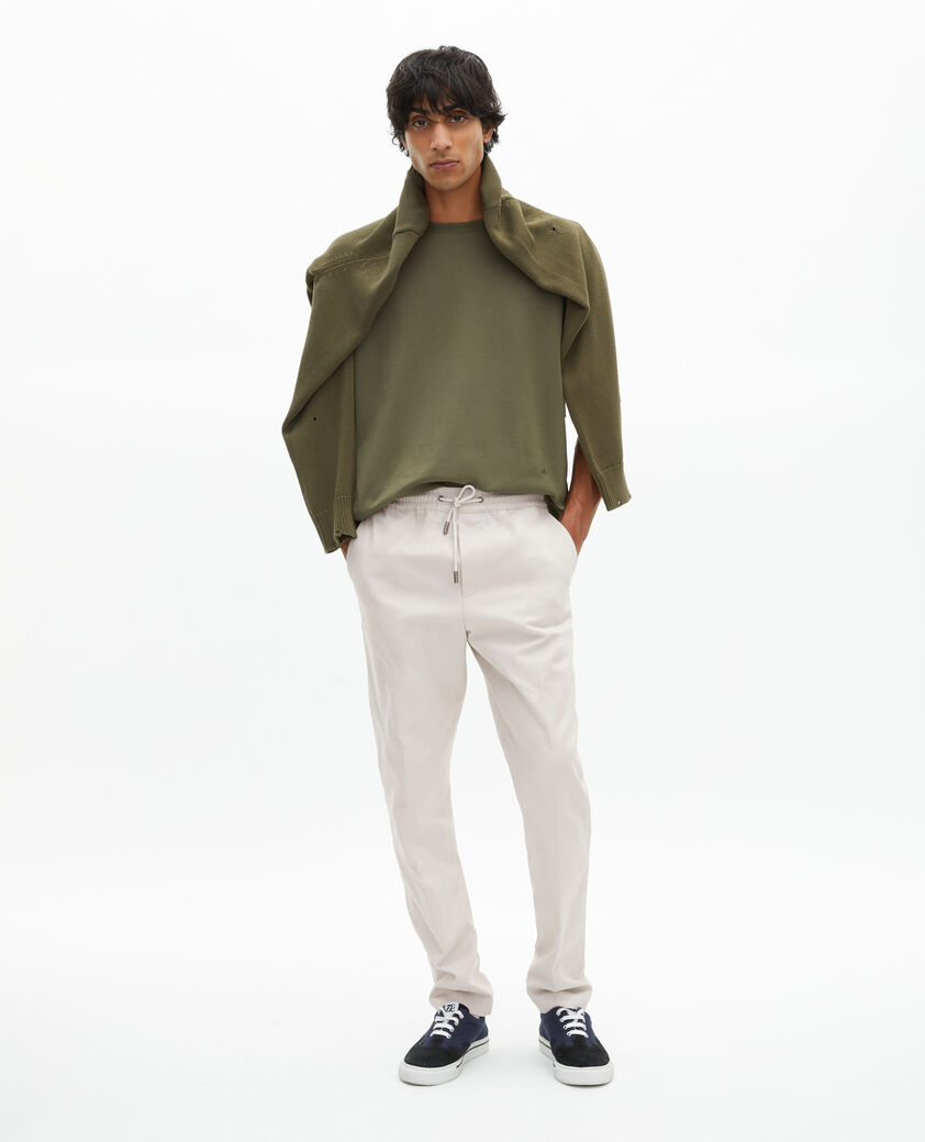 The Kooples HOMME LIGHT GREY pantalon droit en coton gris p&acirc;le