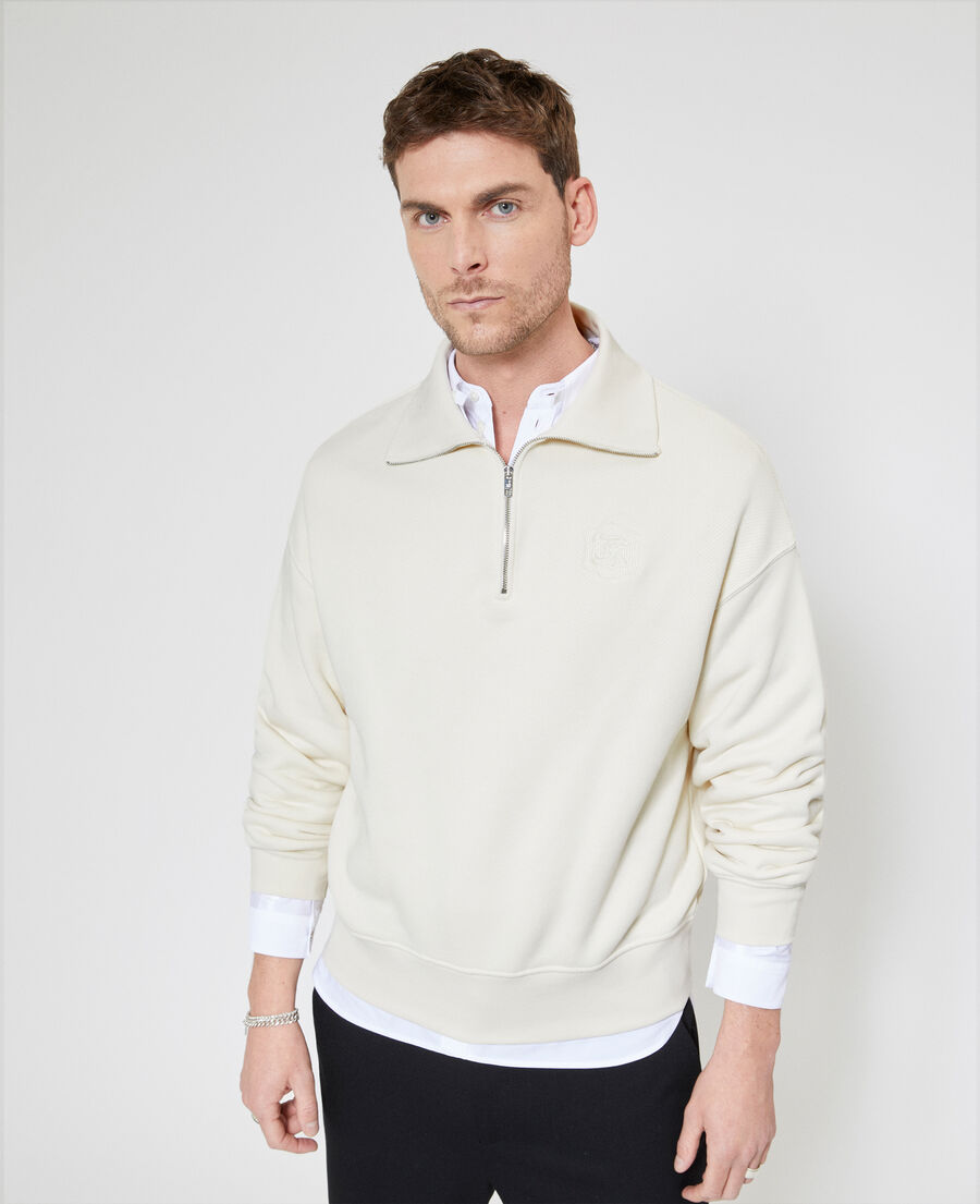The Kooples MEN LIGHT BEIGE beige trucker-neck sweatshirt
