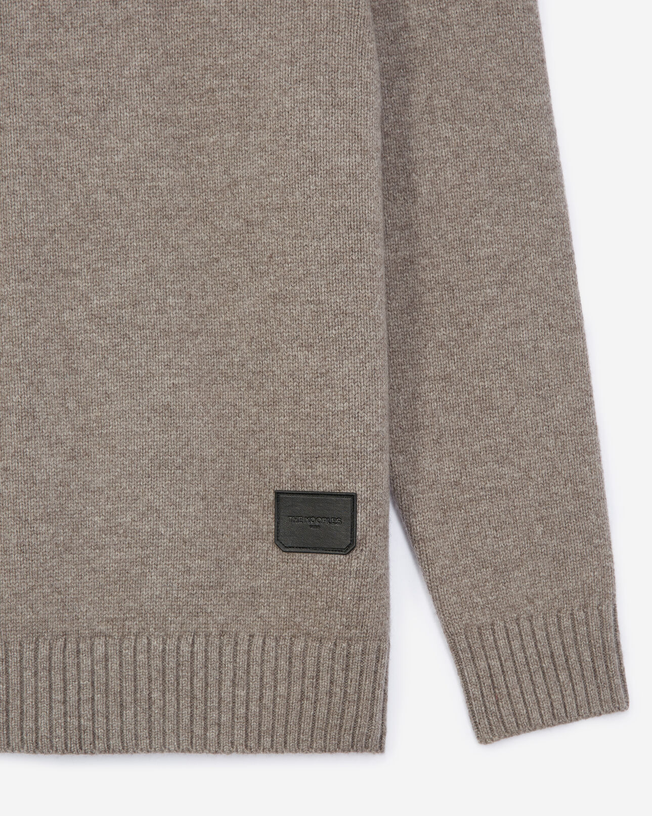 The Kooples MEN BROWN-BEIGE light brown sweater in wool with crew neck