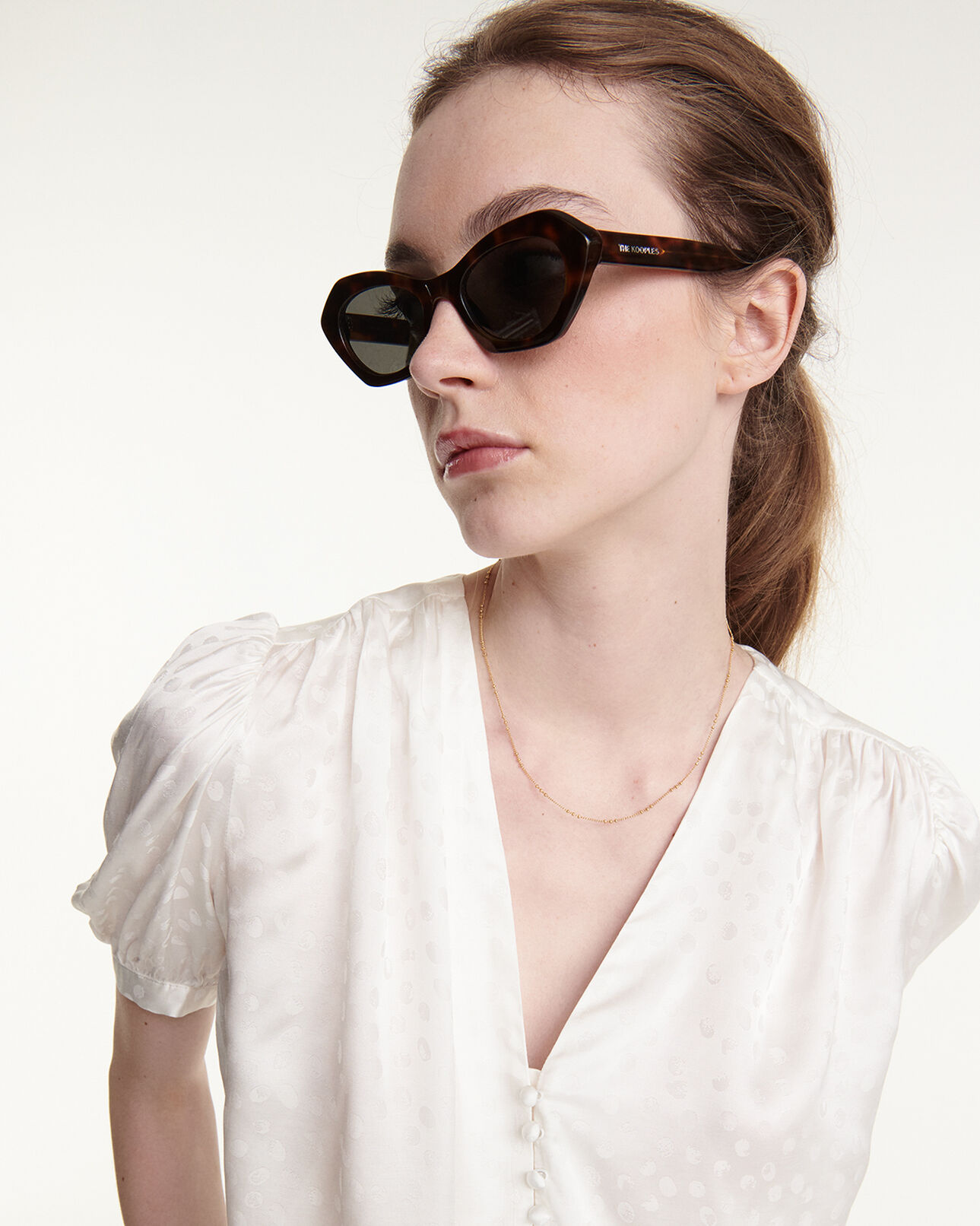 The Kooples WOMEN ECRU flowing jacquard shirt with puffed sleeves
