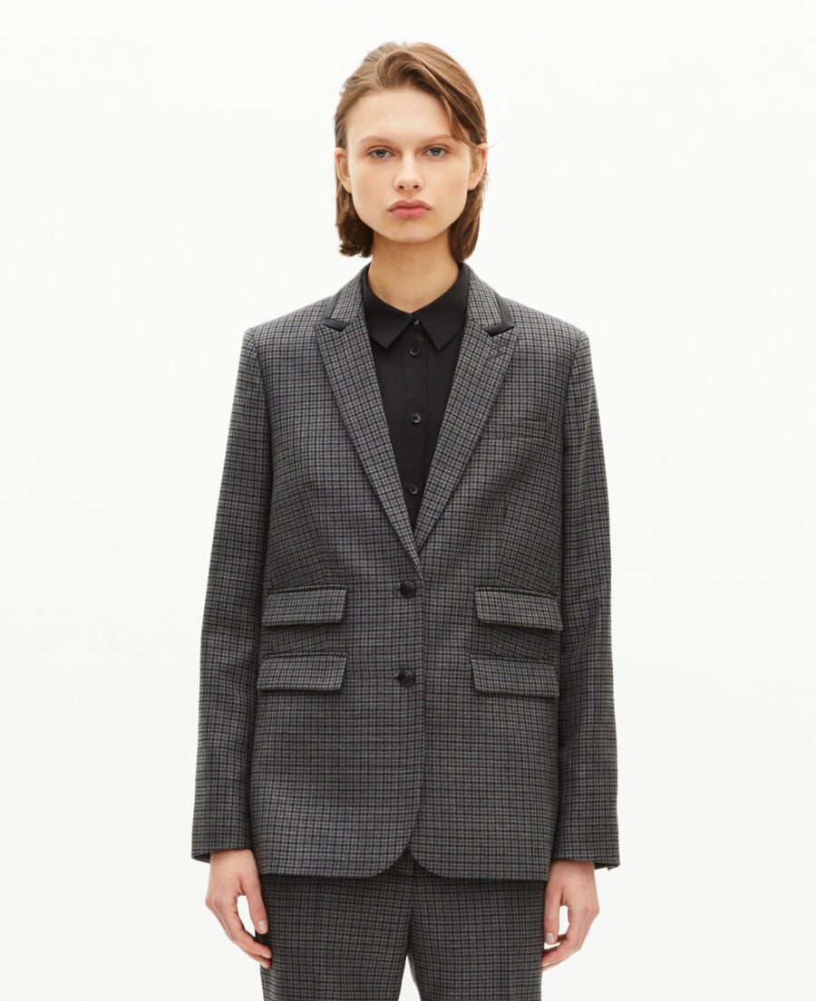 The Kooples F BLACK tailored jacket in black and grey fleece