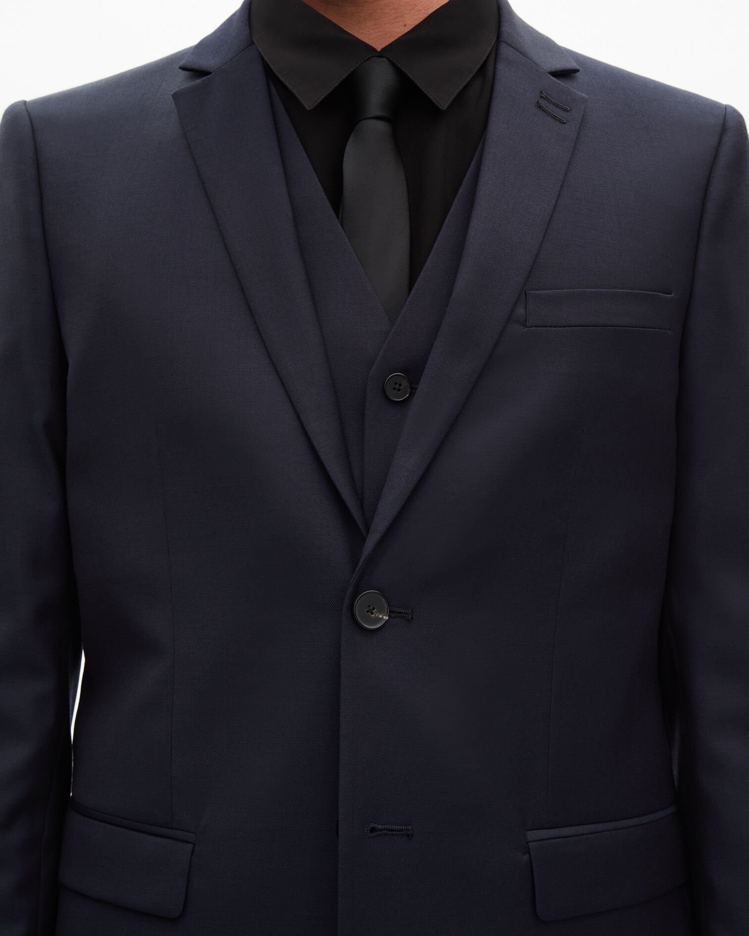 Blue straight wool suit jacket, DARK NAVY, hi-res image number null