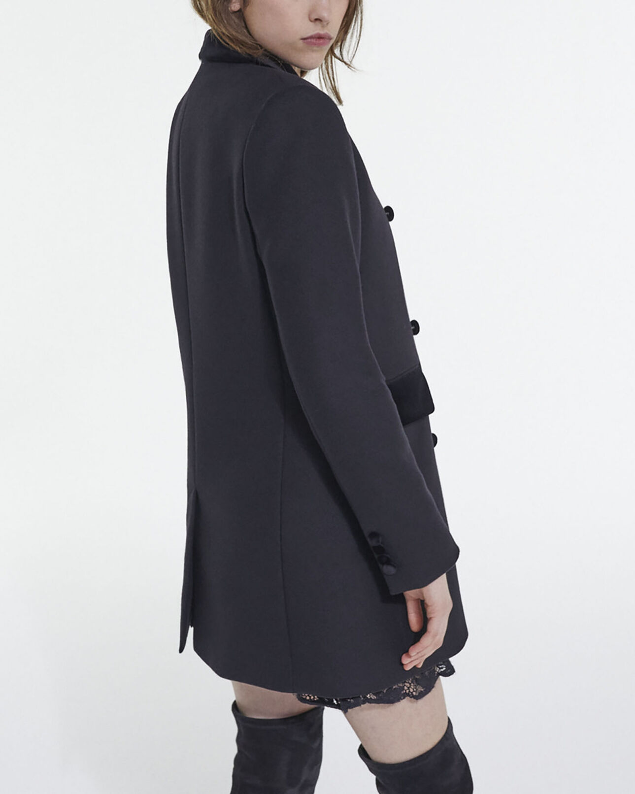 The Kooples WOMEN BLACK black wool and cashmere coat