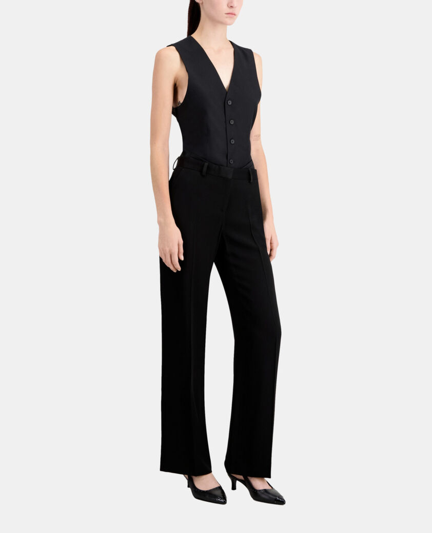 The Kooples FEMME BLACK pantalon tailleur noir en cr&ecirc;pe