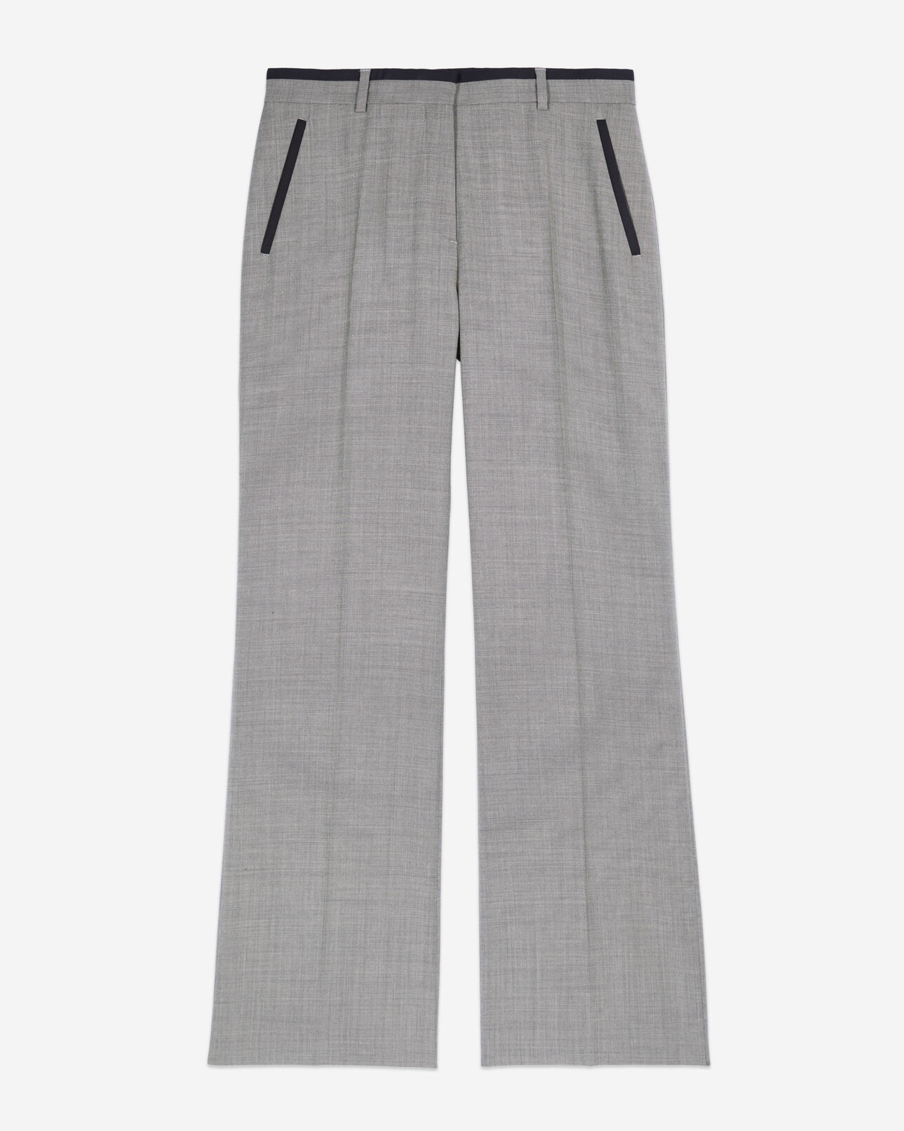 The Kooples WOMEN BEIGE MELANGE straight-legged tailored pants in taupe wool