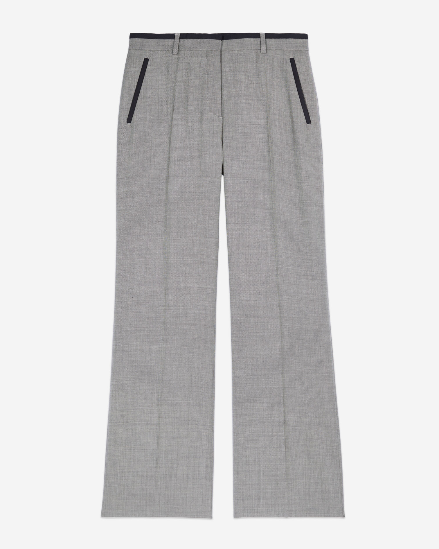Straight-legged tailored pants in taupe wool, BEIGE MELANGE, hi-res image number null