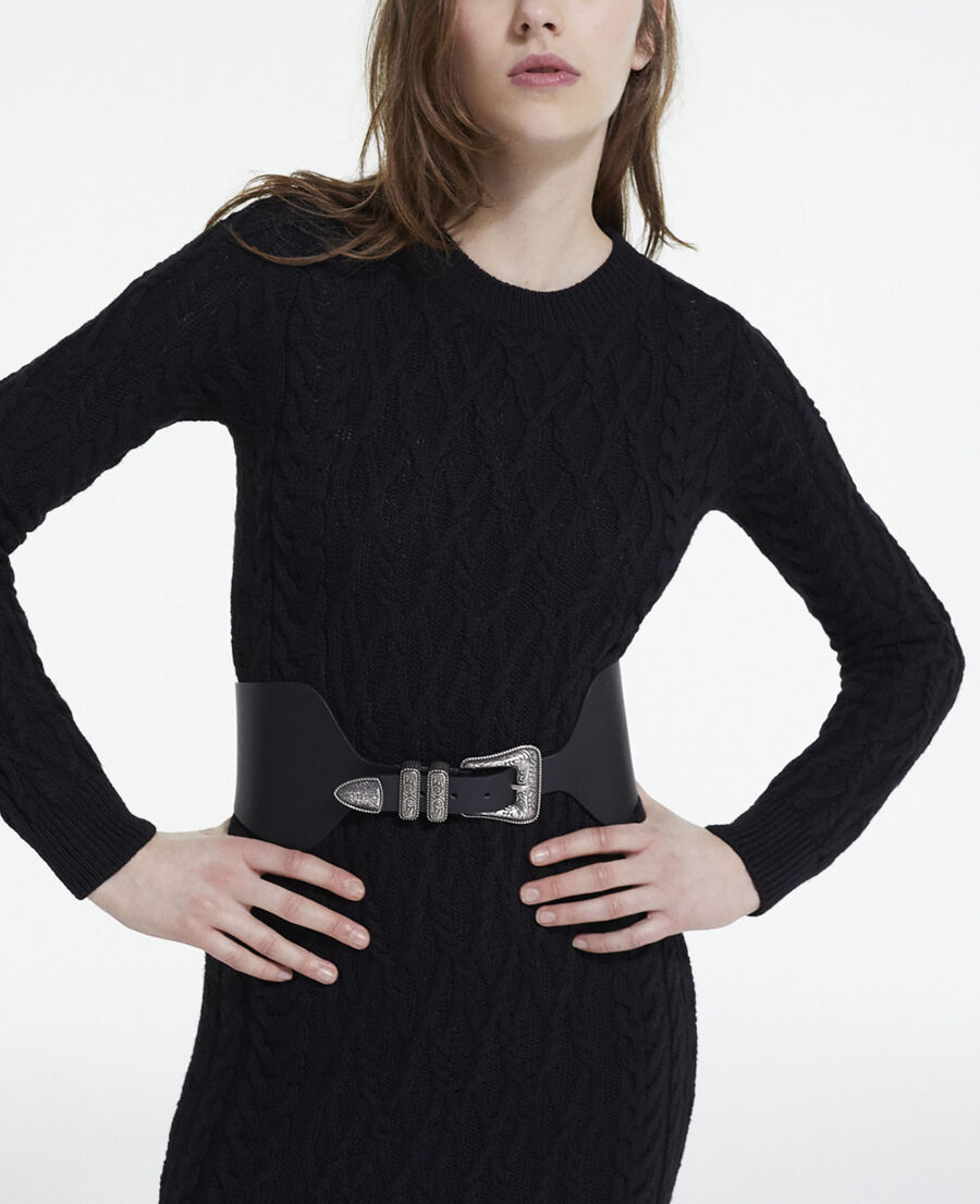 The Kooples F BLACK black leather thigh-high boots