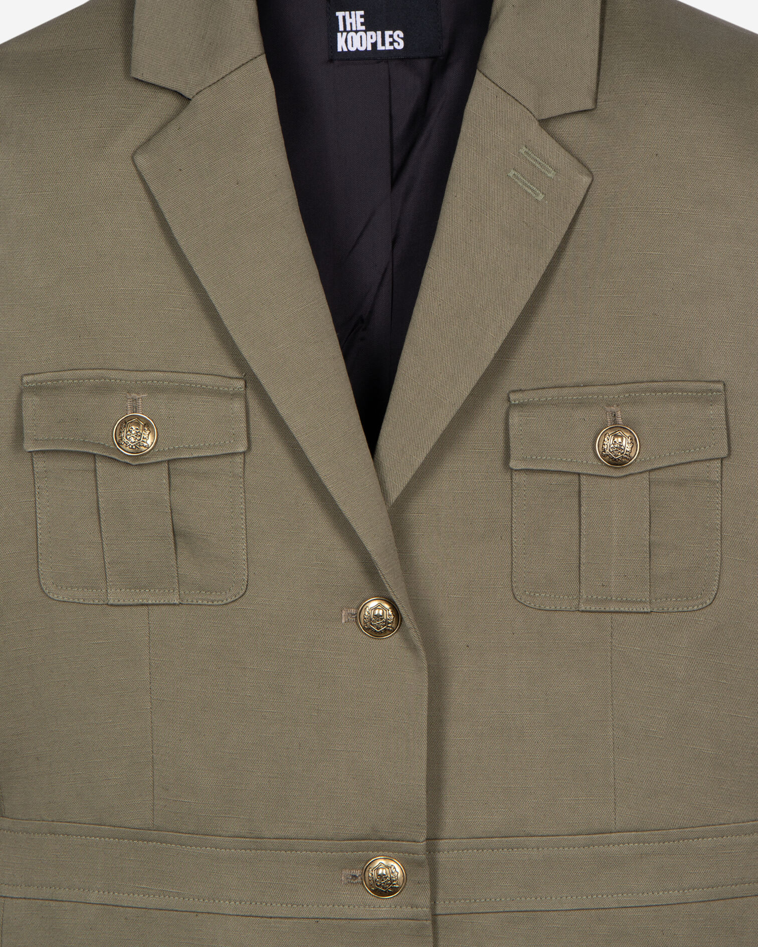 Short officer-style dress in khaki linen, KAKI, hi-res image number null