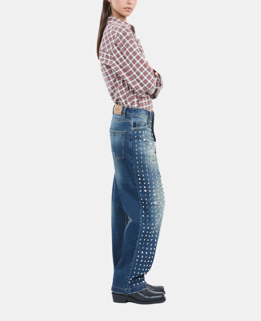 The Kooples F BLUE ELECTRIC blue straight studded jeans
