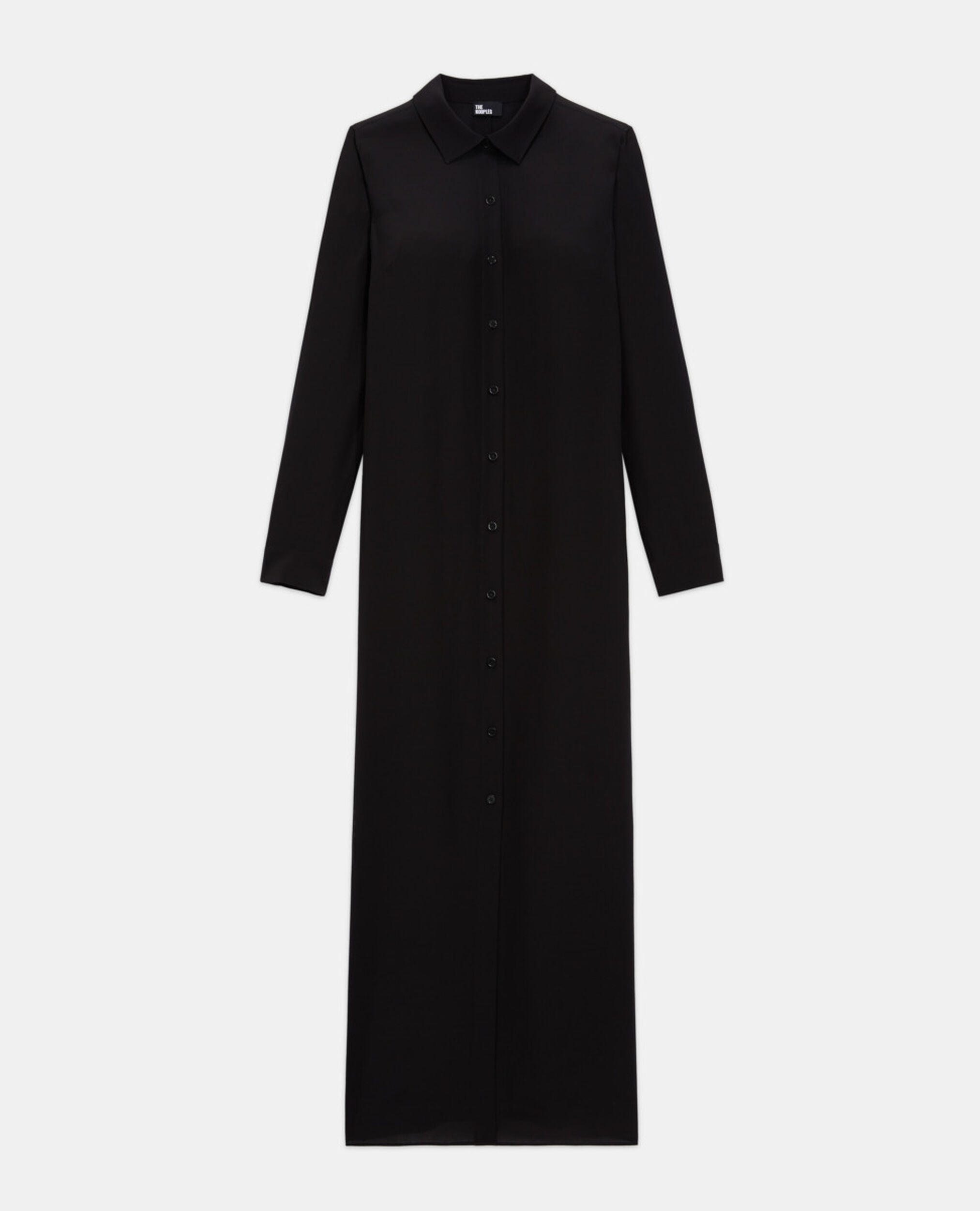 Long black silk dress, BLACK, hi-res image number null