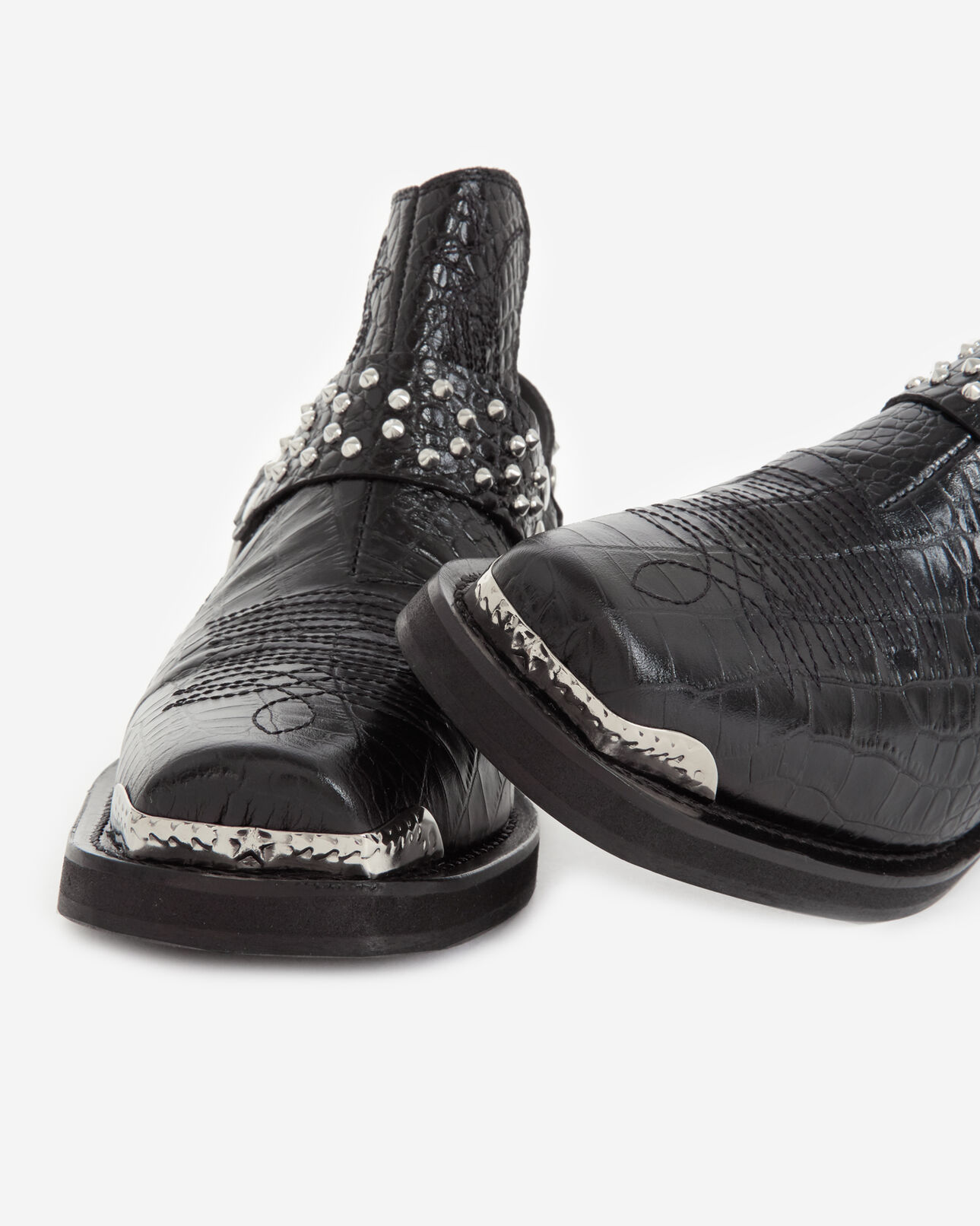 The Kooples FEMME BLACK mules cuir noires détail western amovible