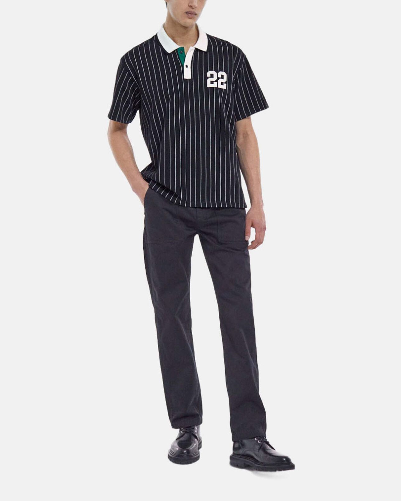 The Kooples MEN BLACK stripped polo