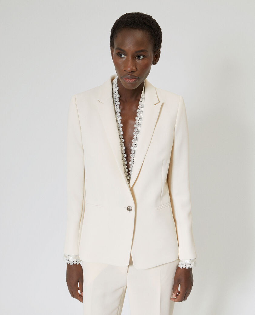 The Kooples WOMEN OFF WHITE suit jacket with ecru lace band