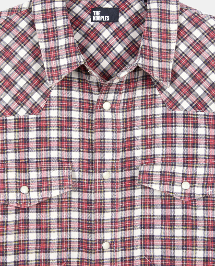 The Kooples HOMBRE BLACK ECRU RED camisa cuadros