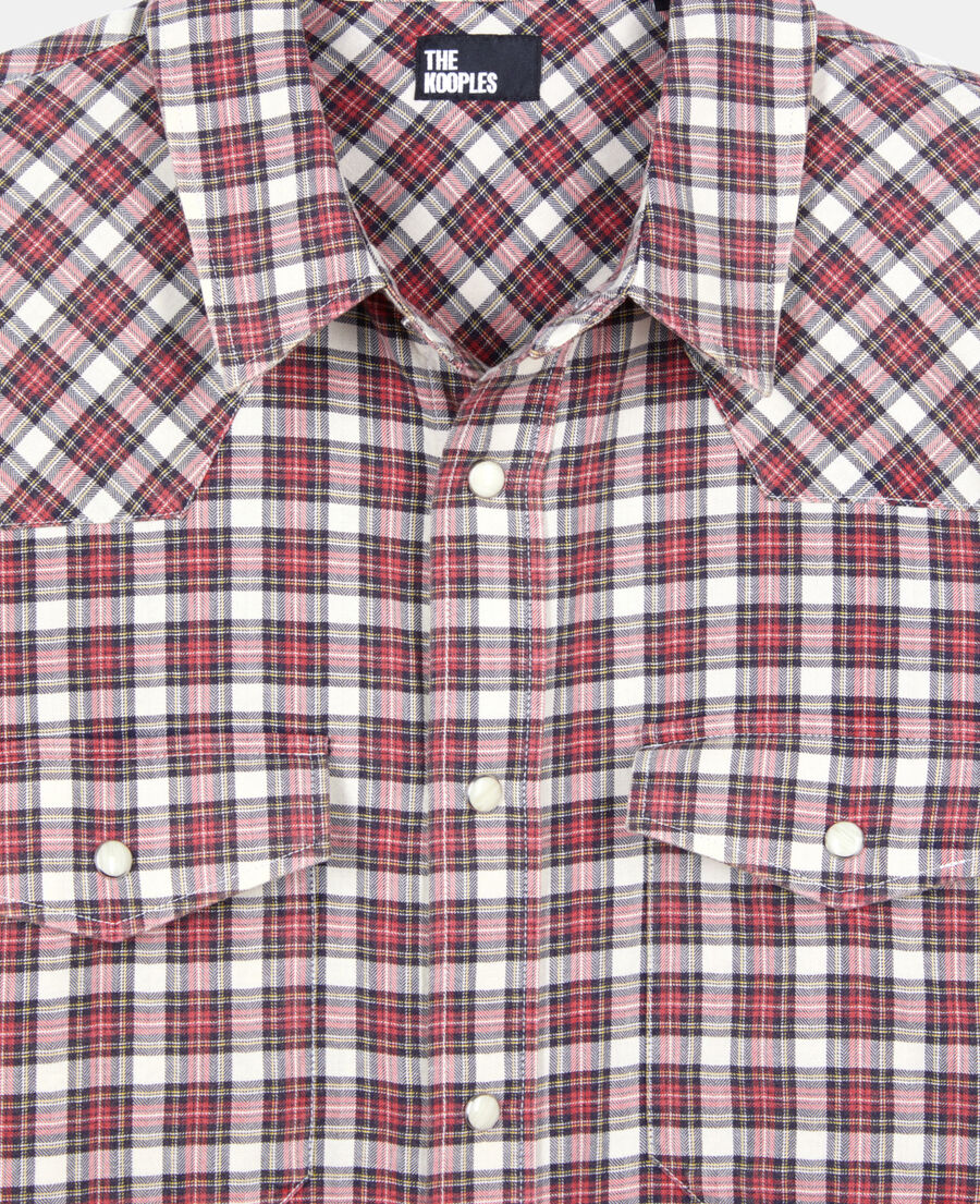 The Kooples MEN BLACK ECRU RED checked shirt