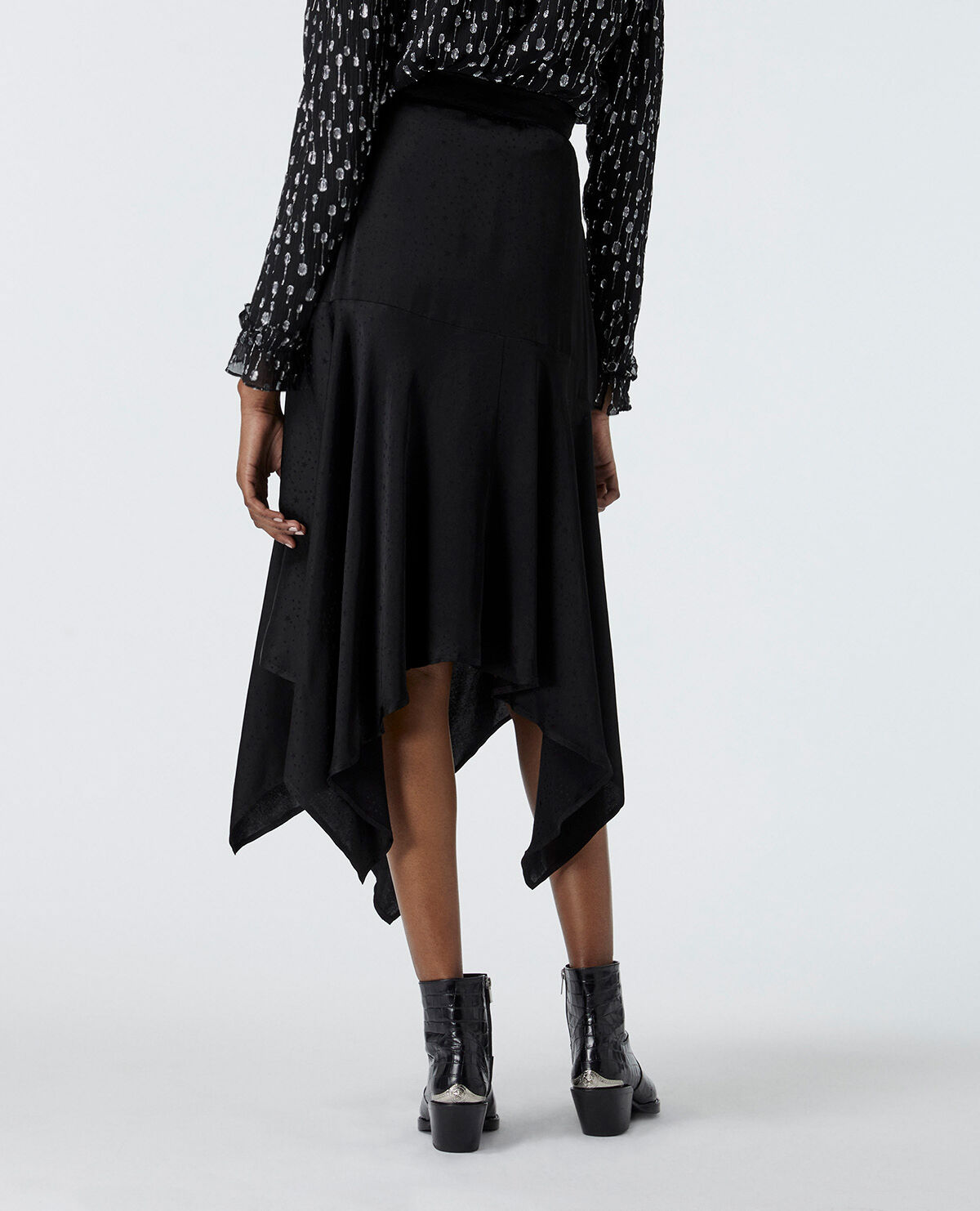 Black wrap skirt with star print The Kooples
