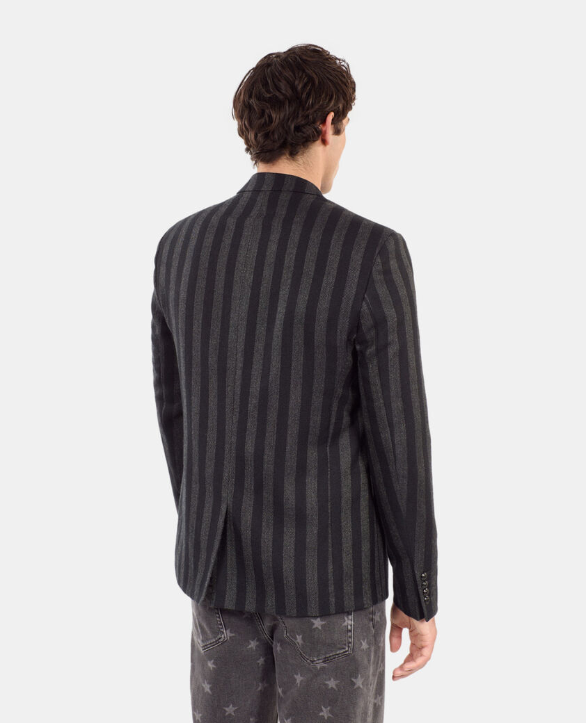 The Kooples HOMME BLACK GREY blazer en laine &agrave; rayures