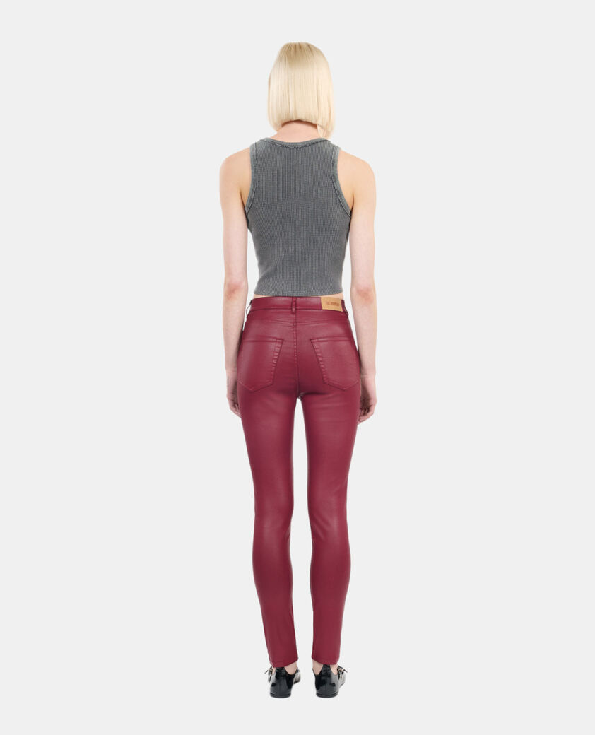The Kooples FEMME DARK RED jean skinny effet cuir rouge
