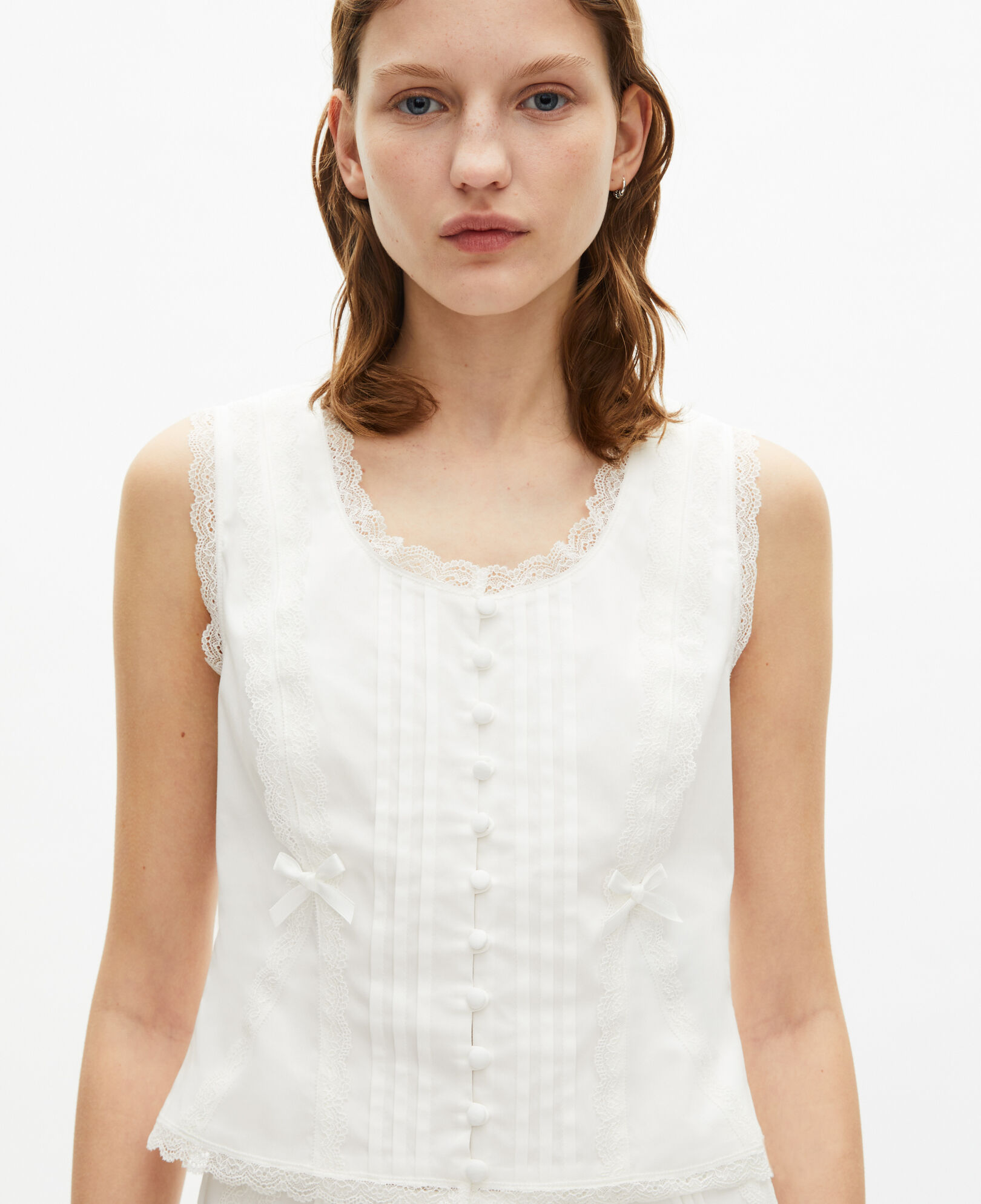 The Kooples WOMEN ECRU ecru lace detail top