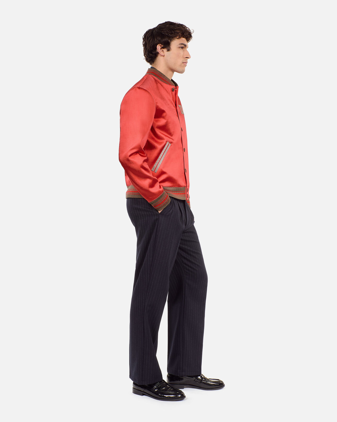 The Kooples MEN RUBIS red satin jacket with patches