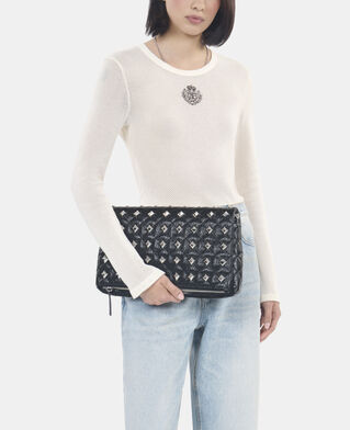 The Kooples DAMEN BLACK mittelgro&szlig;e vintage-pochette aus leder