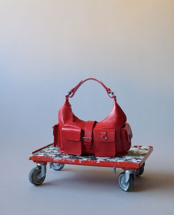 Sac Amelia en cuir craquelé rouge