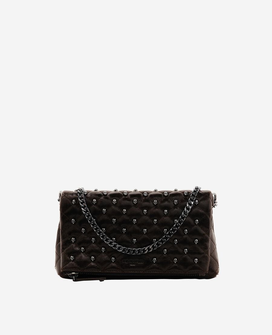 The Kooples WOMEN BROWN heritage small clutch bag in brown cracked leather