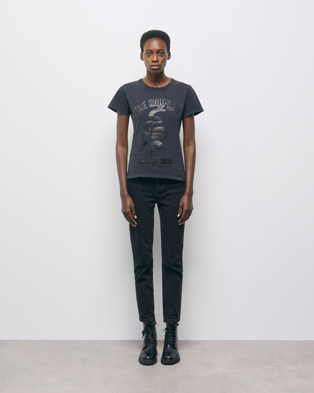 The Kooples FEMME BLACK t-shirt sérigraphié noir
