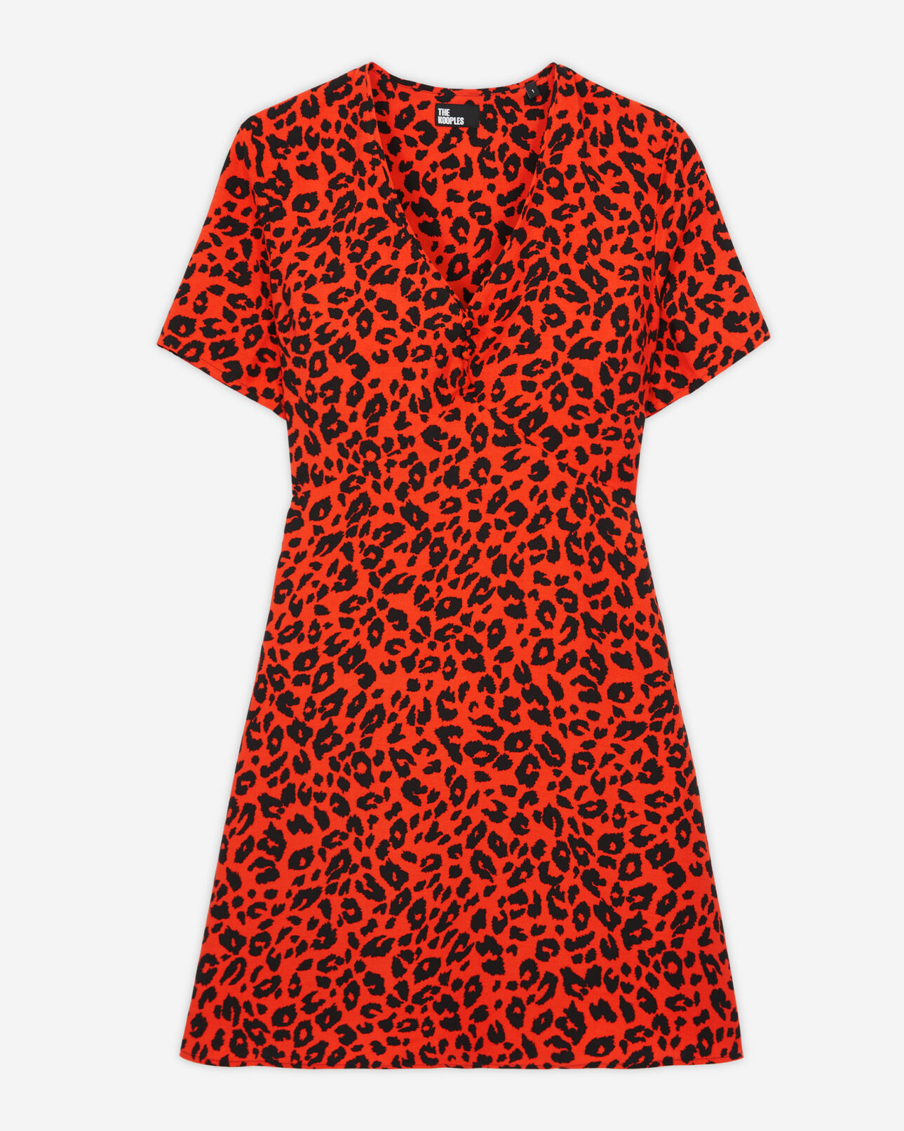 The Kooples FEMME ORANGE - BLACK robe courte léopard orange
