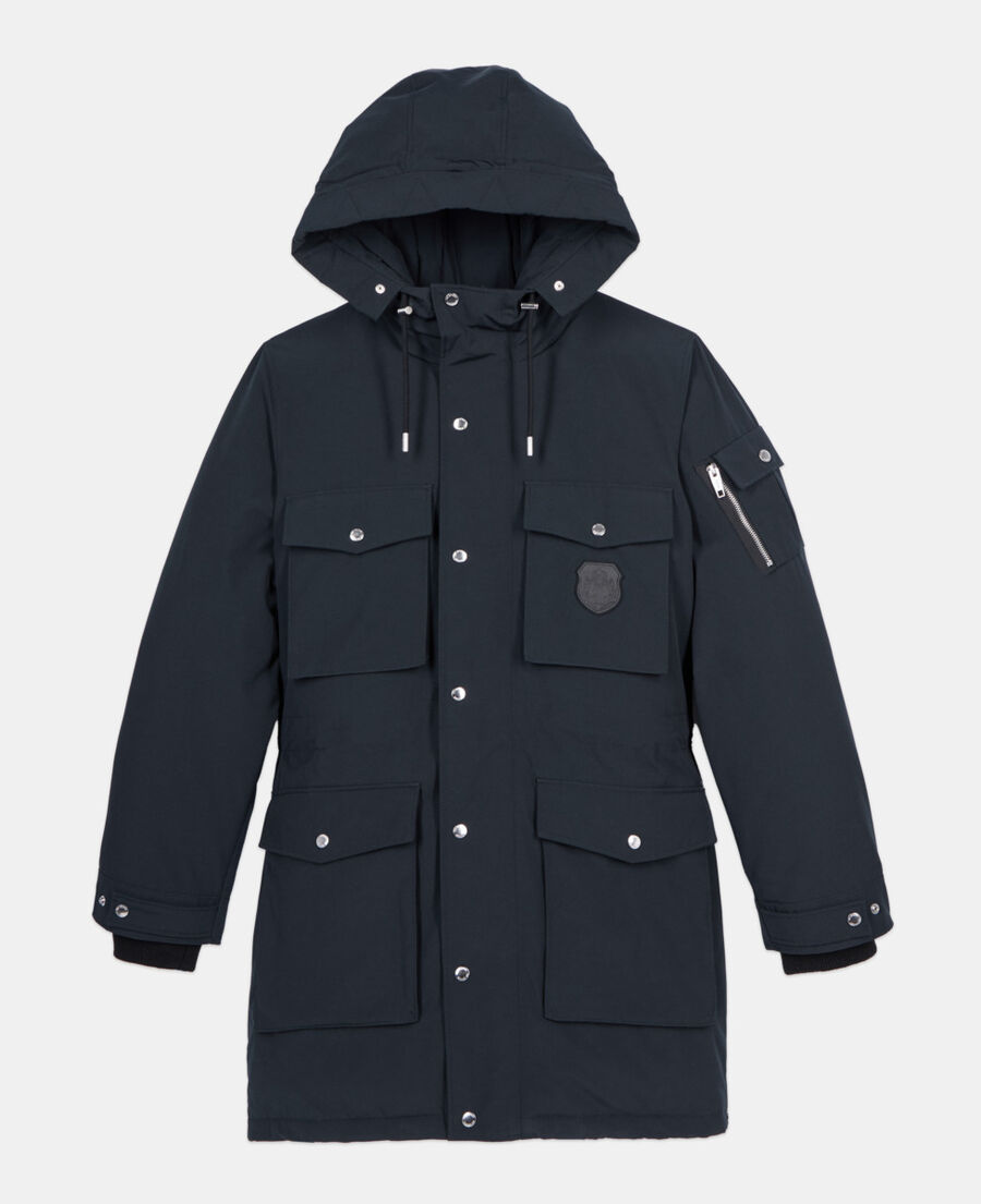 The Kooples MEN NAVY navy blue hooded parka