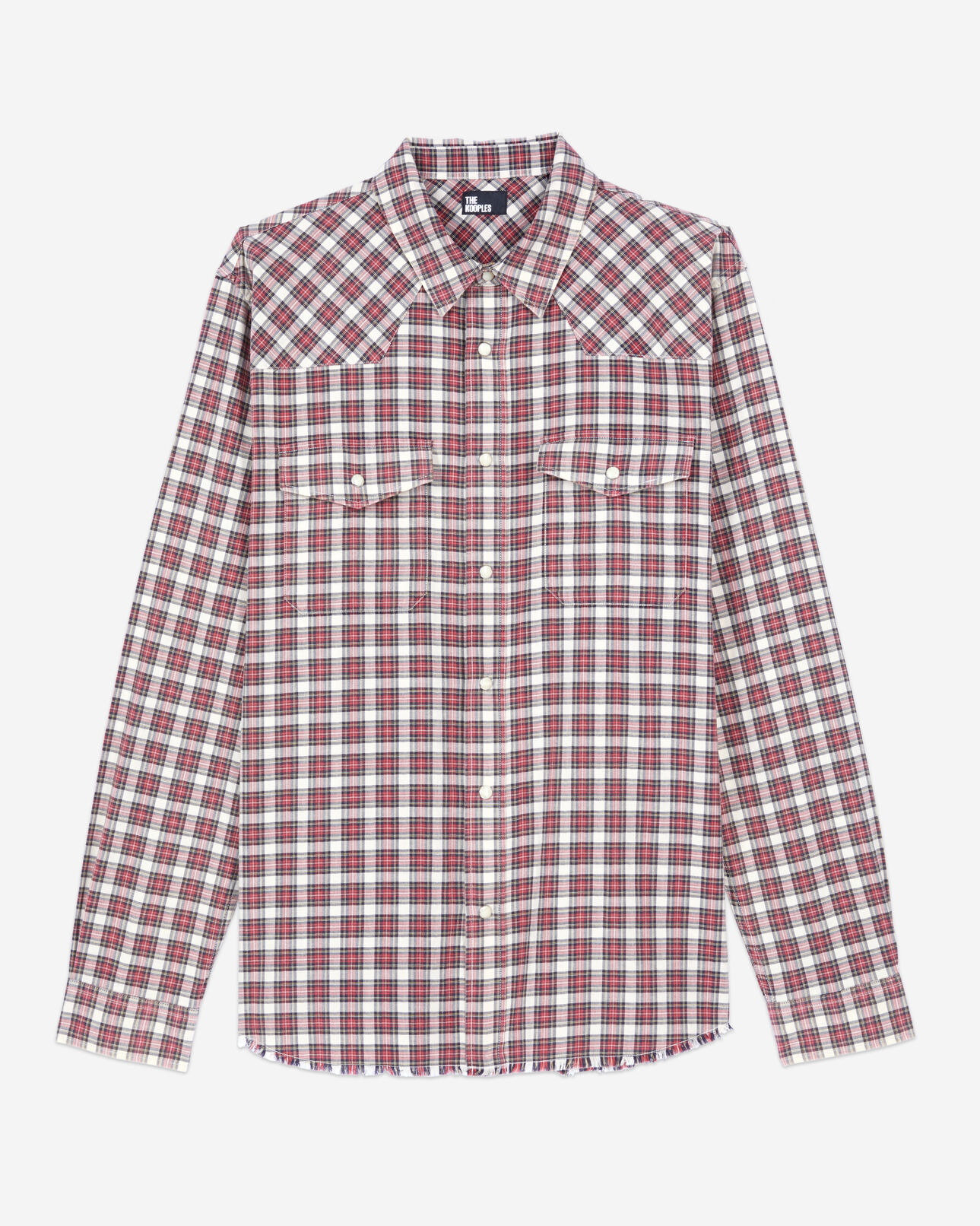 The Kooples HOMME BLACK ECRU RED chemise à carreaux