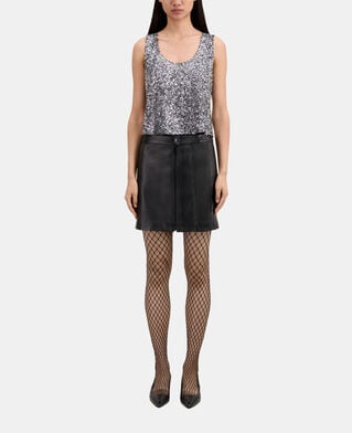 The Kooples FEMME SILVER top à sequins argenté