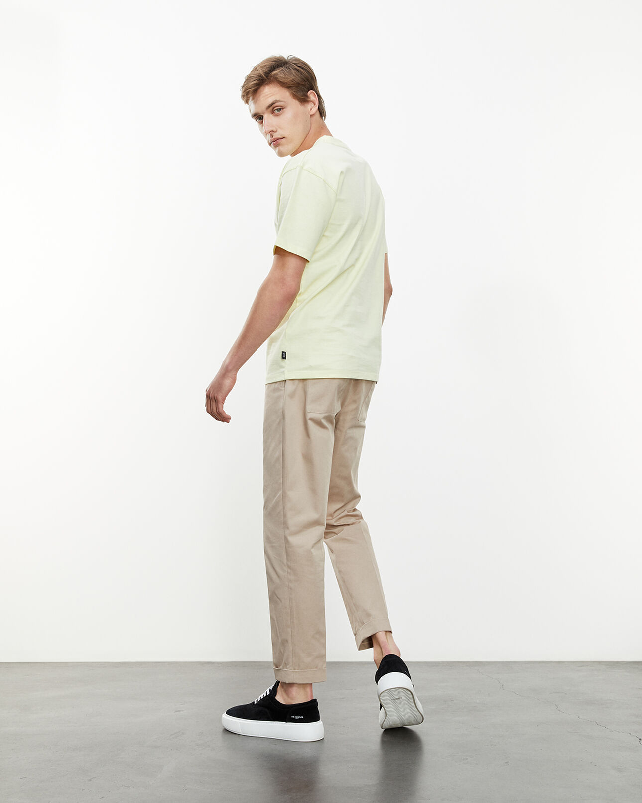 The Kooples MEN YELLOW pale yellow t-shirt with triple logo