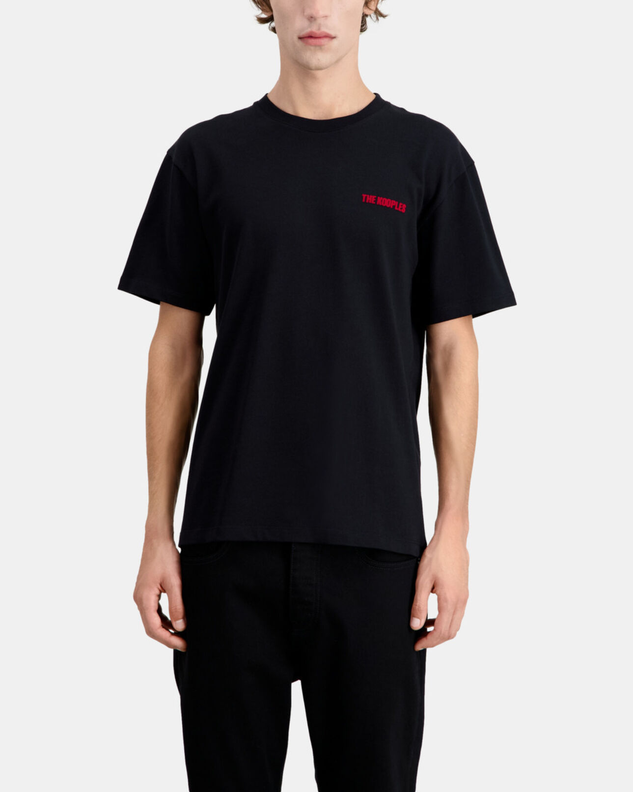 The Kooples HOMME BLACK t-shirt homme noir avec sérigraphie logo