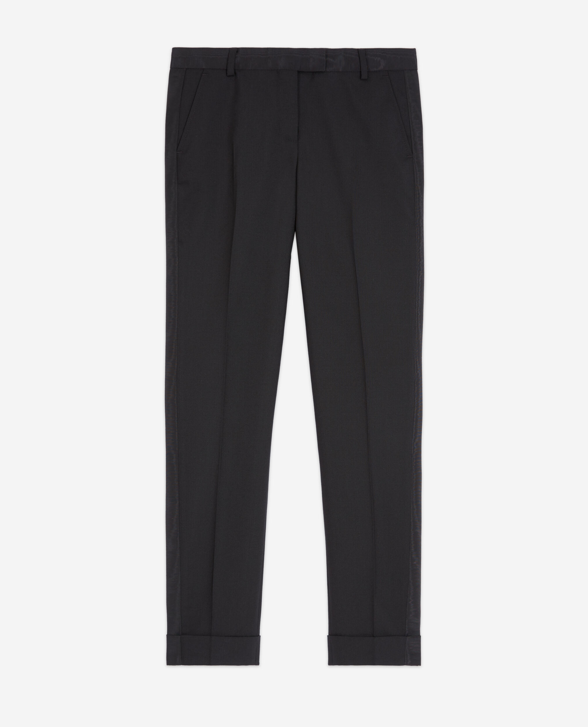 Pantalon en laine noir, BLACK, hi-res image number null