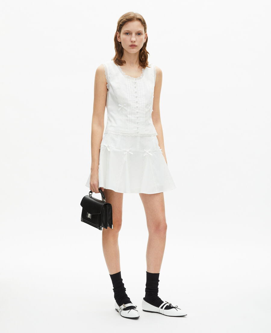 The Kooples DAMEN ECRU kurzer rock mit schleifendetails ecru