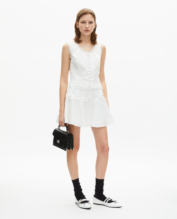 The Kooples WOMEN ECRU short skirt with bow detail in ecru