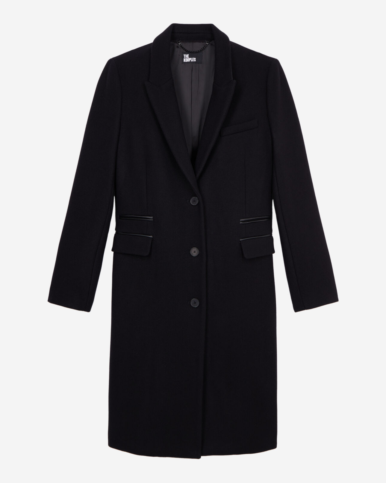 The Kooples FEMME BLACK manteau long noir en mélange de laine