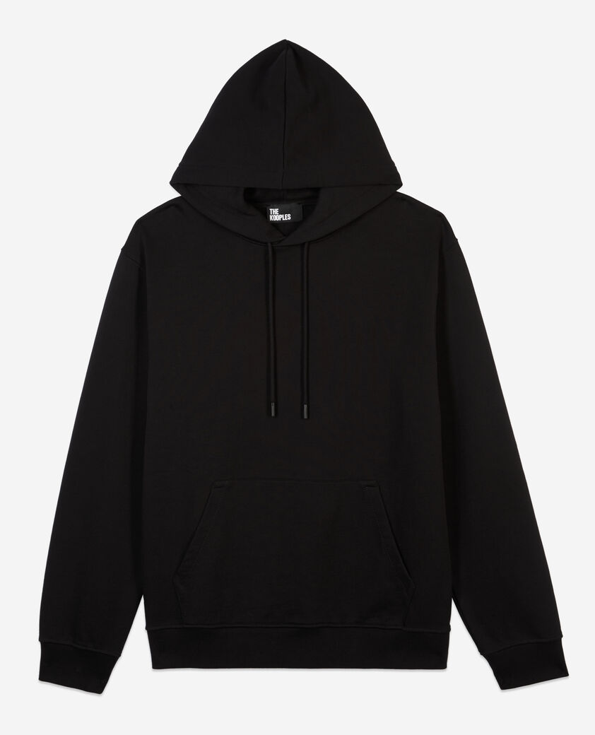 The Kooples HERREN BLACK schwarzes kapuzensweatshirt mit siebdruck
