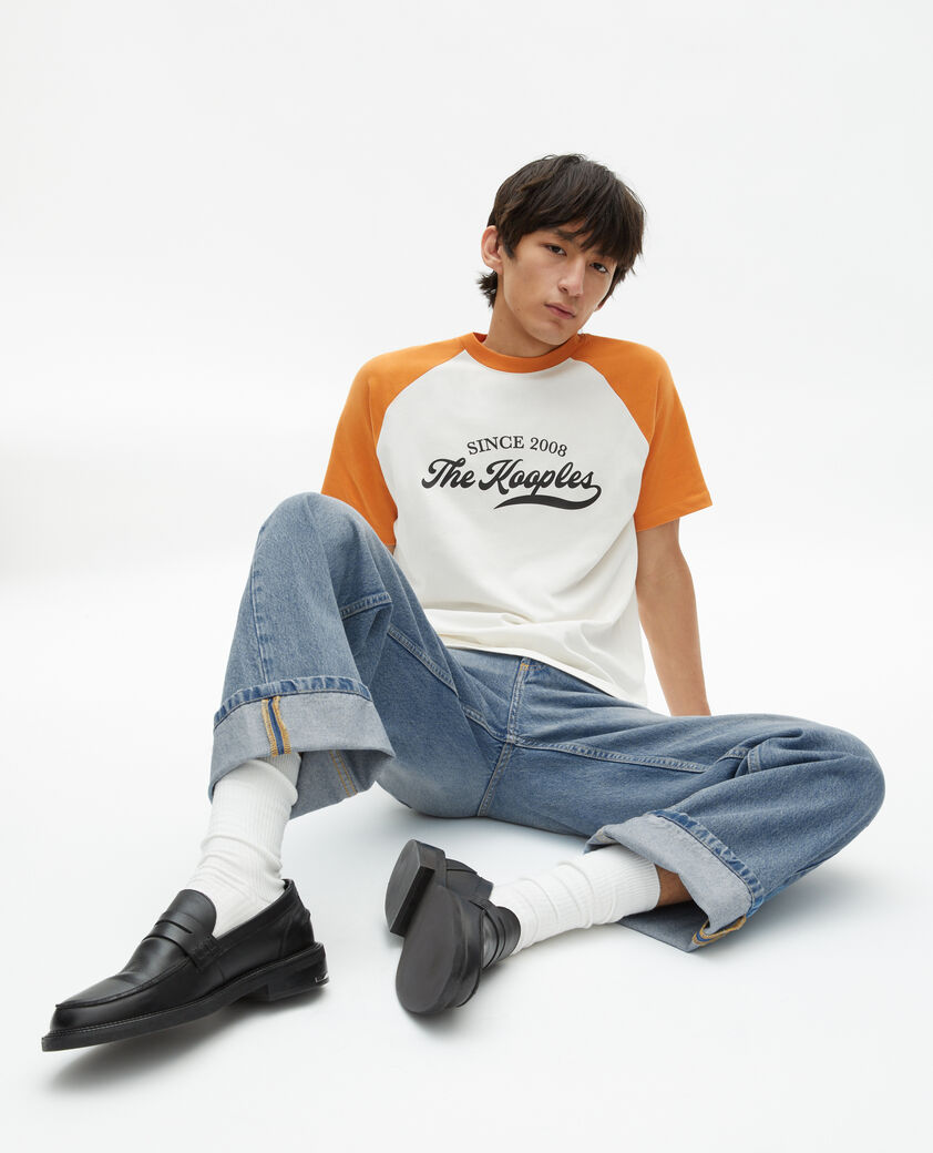 The Kooples MEN ECRU t-shirt with ecru logo screen print