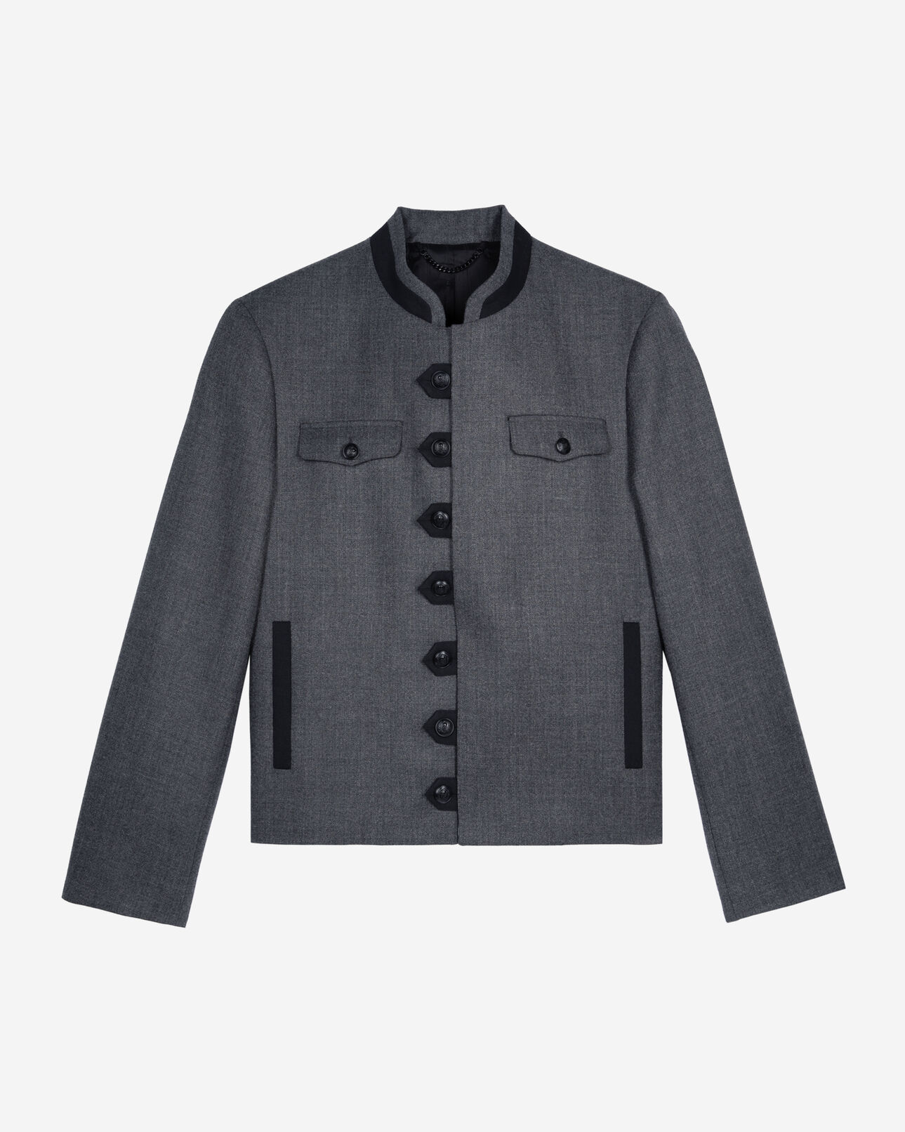 The Kooples H DARK GREY officer-style jacket in grey wool
