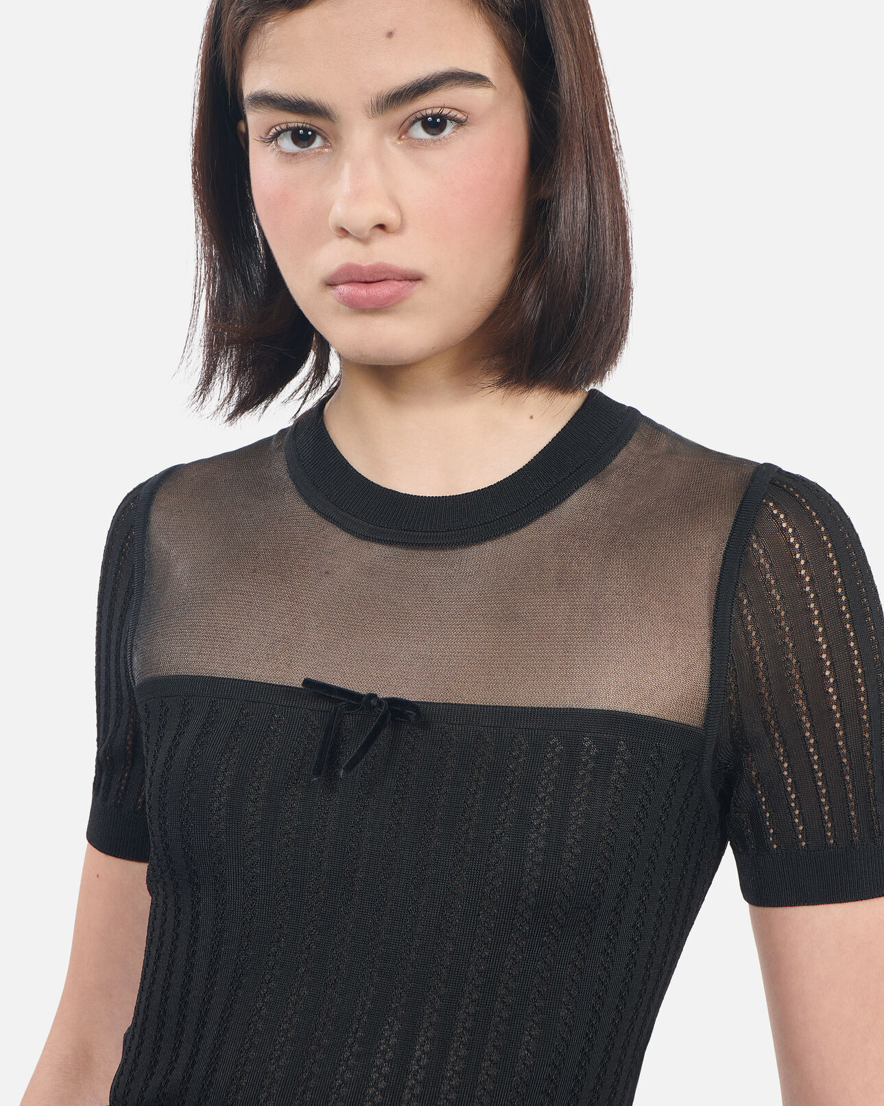 The Kooples FEMME BLACK pull en maille ajourée noir